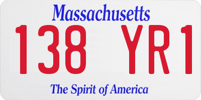MA license plate 138YR1