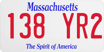 MA license plate 138YR2