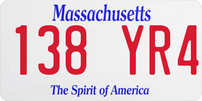 MA license plate 138YR4
