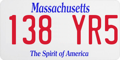 MA license plate 138YR5