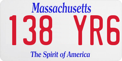 MA license plate 138YR6