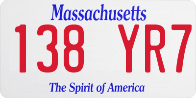 MA license plate 138YR7