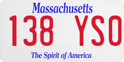 MA license plate 138YS0