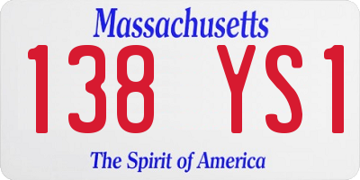 MA license plate 138YS1
