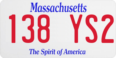 MA license plate 138YS2