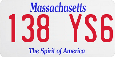 MA license plate 138YS6