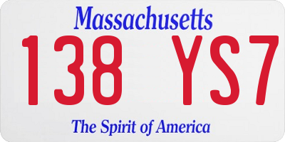 MA license plate 138YS7