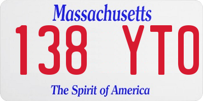 MA license plate 138YT0