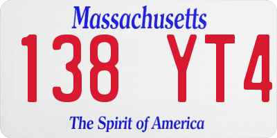 MA license plate 138YT4