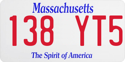 MA license plate 138YT5