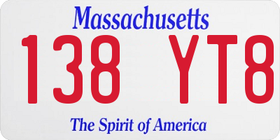 MA license plate 138YT8