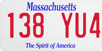 MA license plate 138YU4