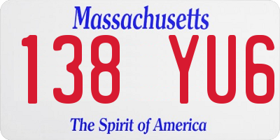 MA license plate 138YU6