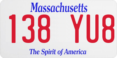 MA license plate 138YU8