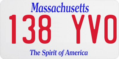 MA license plate 138YV0