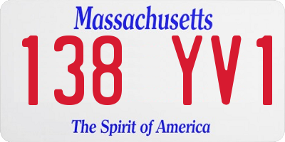MA license plate 138YV1