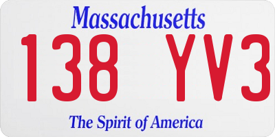 MA license plate 138YV3