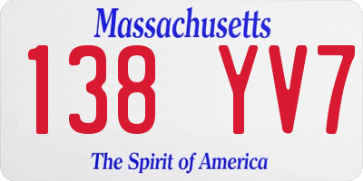 MA license plate 138YV7