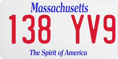 MA license plate 138YV9