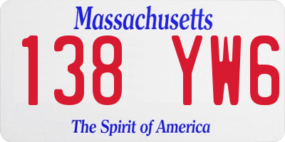 MA license plate 138YW6