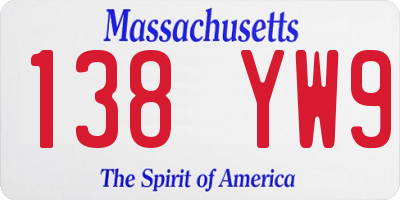 MA license plate 138YW9