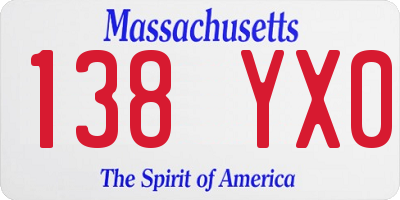 MA license plate 138YX0