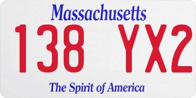 MA license plate 138YX2