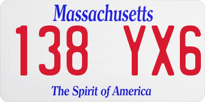 MA license plate 138YX6