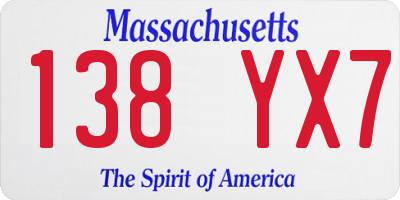 MA license plate 138YX7