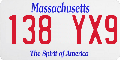 MA license plate 138YX9