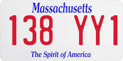 MA license plate 138YY1