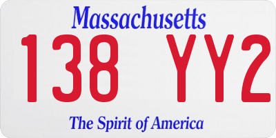 MA license plate 138YY2