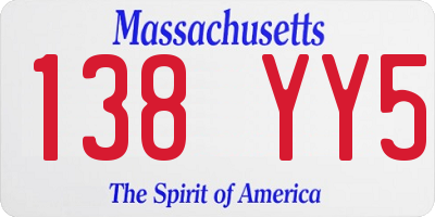 MA license plate 138YY5
