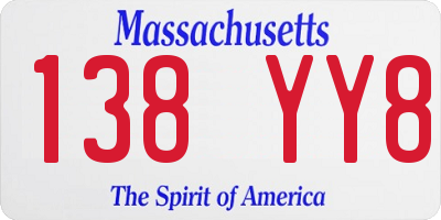 MA license plate 138YY8