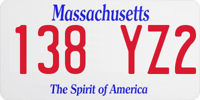 MA license plate 138YZ2