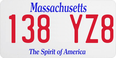 MA license plate 138YZ8