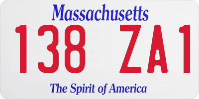 MA license plate 138ZA1