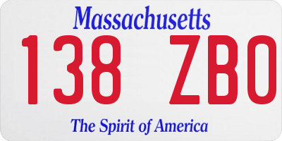 MA license plate 138ZB0