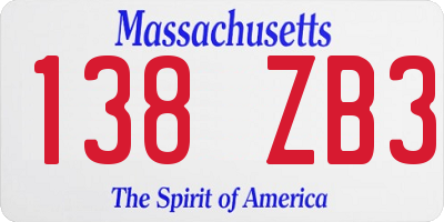 MA license plate 138ZB3