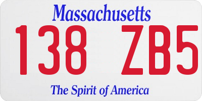 MA license plate 138ZB5