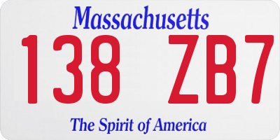 MA license plate 138ZB7