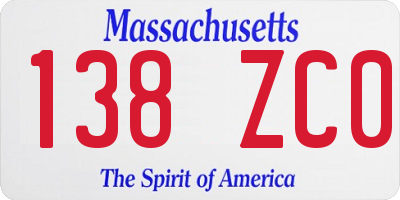MA license plate 138ZC0