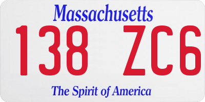 MA license plate 138ZC6