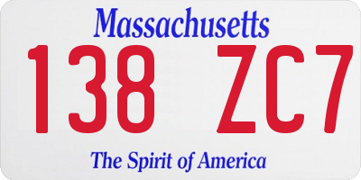 MA license plate 138ZC7