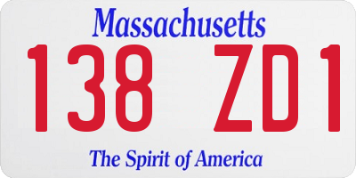 MA license plate 138ZD1