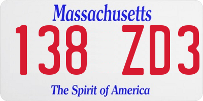 MA license plate 138ZD3