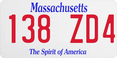MA license plate 138ZD4