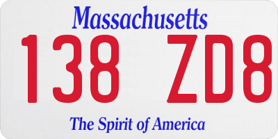 MA license plate 138ZD8