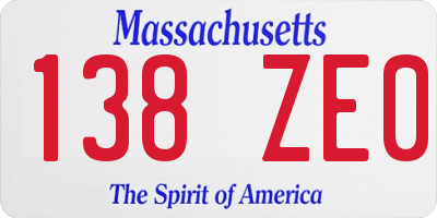 MA license plate 138ZE0