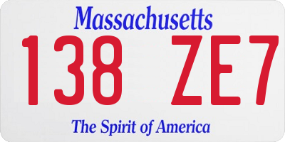 MA license plate 138ZE7